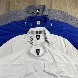 (Lot of 4) FootJoy Golf Performance Polos + Long Sleeve Men's L Blue White Gray